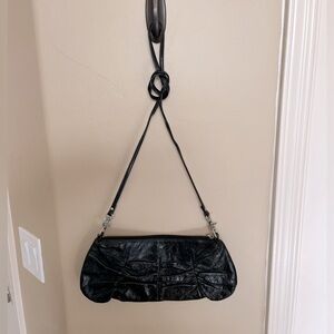 Hobo International Black Glazed Leather Casual Crossbody Handbag Clutch …